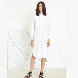 APIECE APART Women's Samara Shirt Dress in White high-Low Hemline Size 2